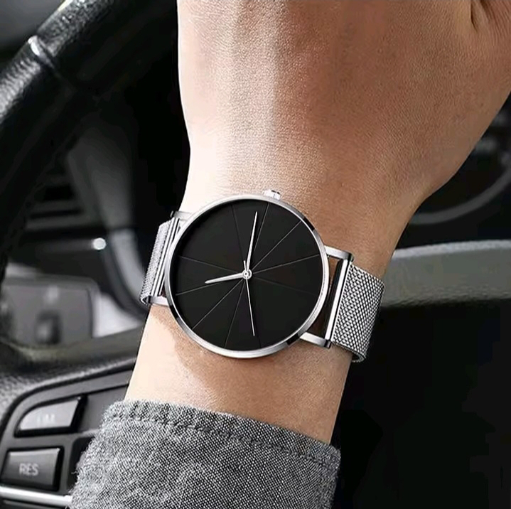Silver & Black Fashion Watch with Bracelet - photo 2