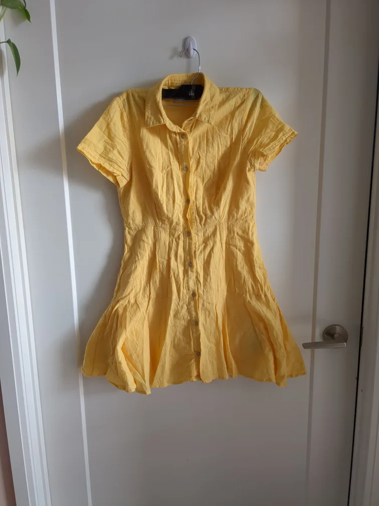 Urban Outfitters Yellow Linen Dress thumbnail