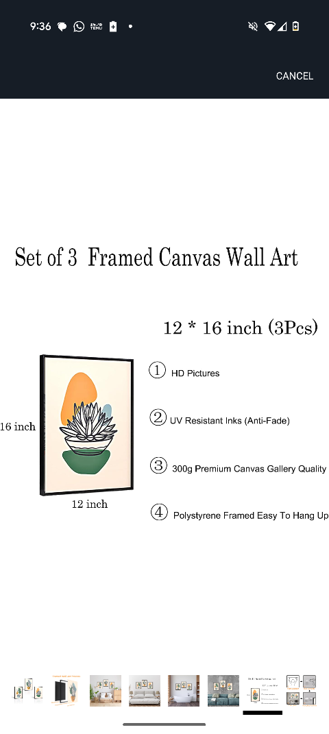 Set of 3 Framed Canvas Wall Art - photo 4
