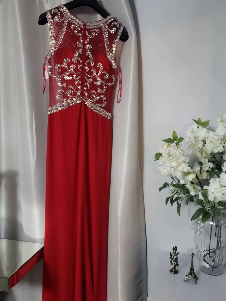 Elegant Red Evening Dress image indicator(2)