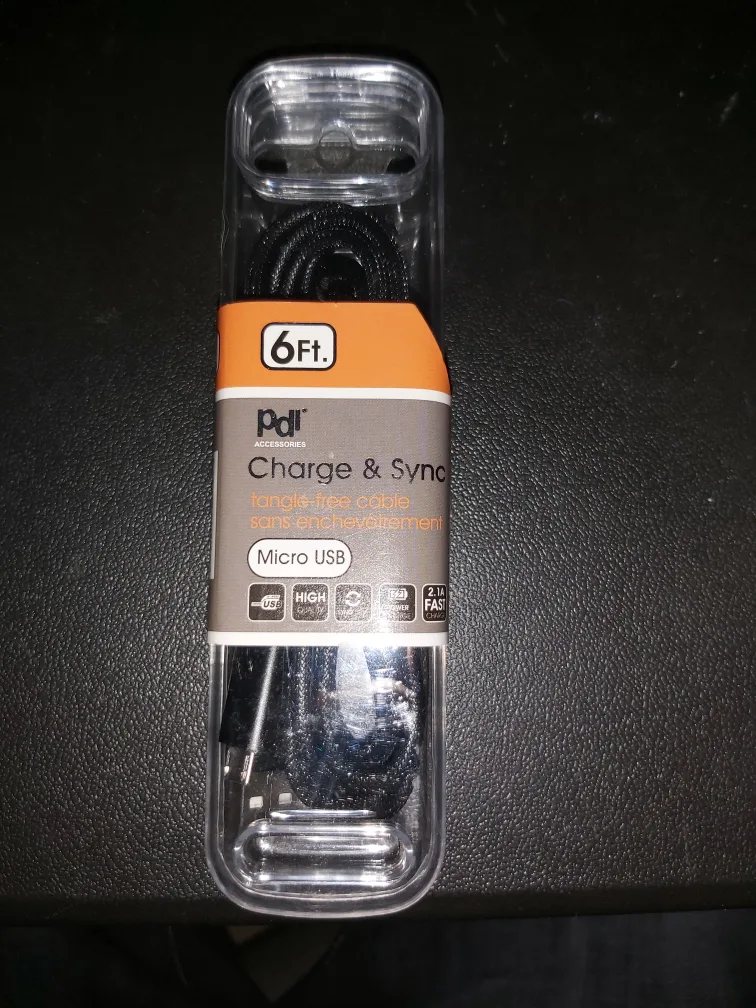 pdl Charge & Sync Micro USB Cable - 6ft - New thumbnail
