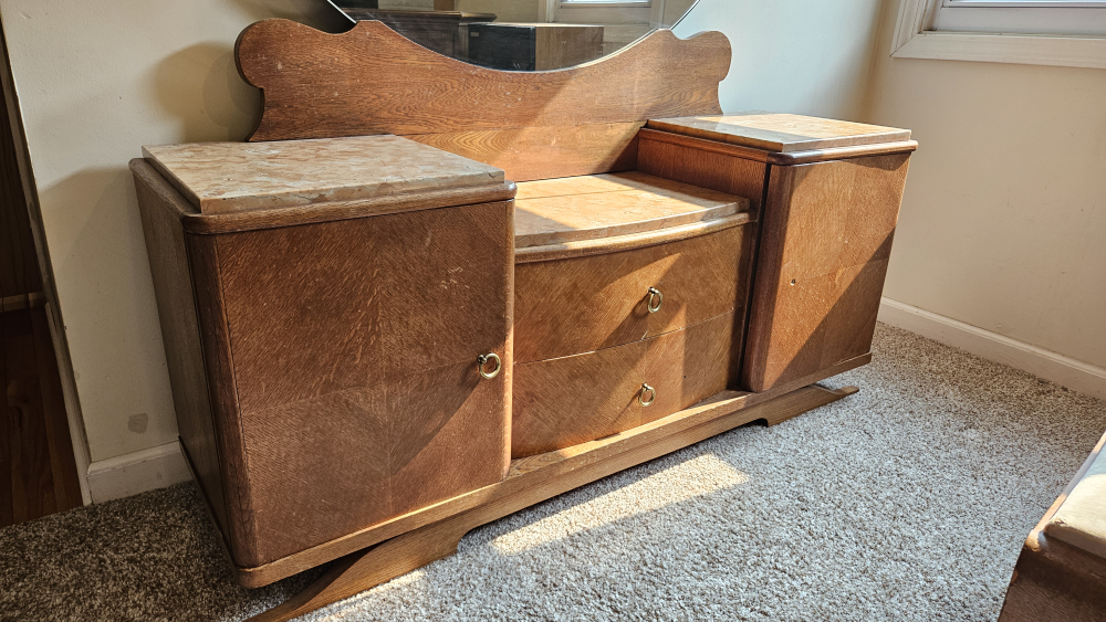 Antique Art Deco Waterfall Vanity Set with Mirror - photo 2