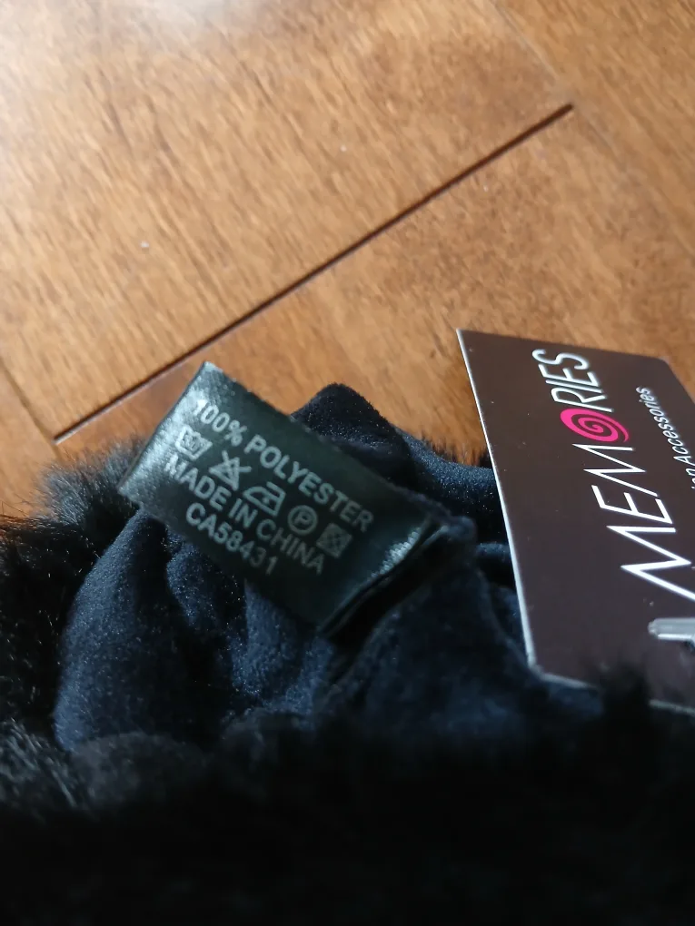 Black Faux Fur Gloves- New with tags image indicator(4)