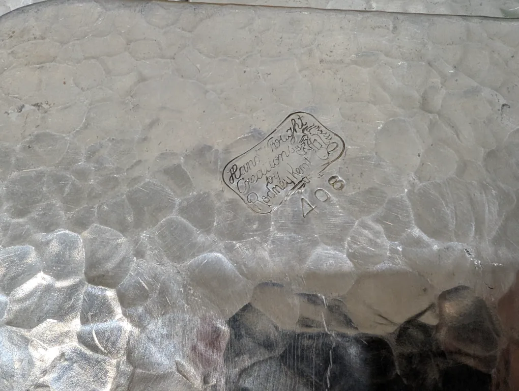 Vintage Hammered Aluminum Tray by  Rodney Kent image indicator(4)