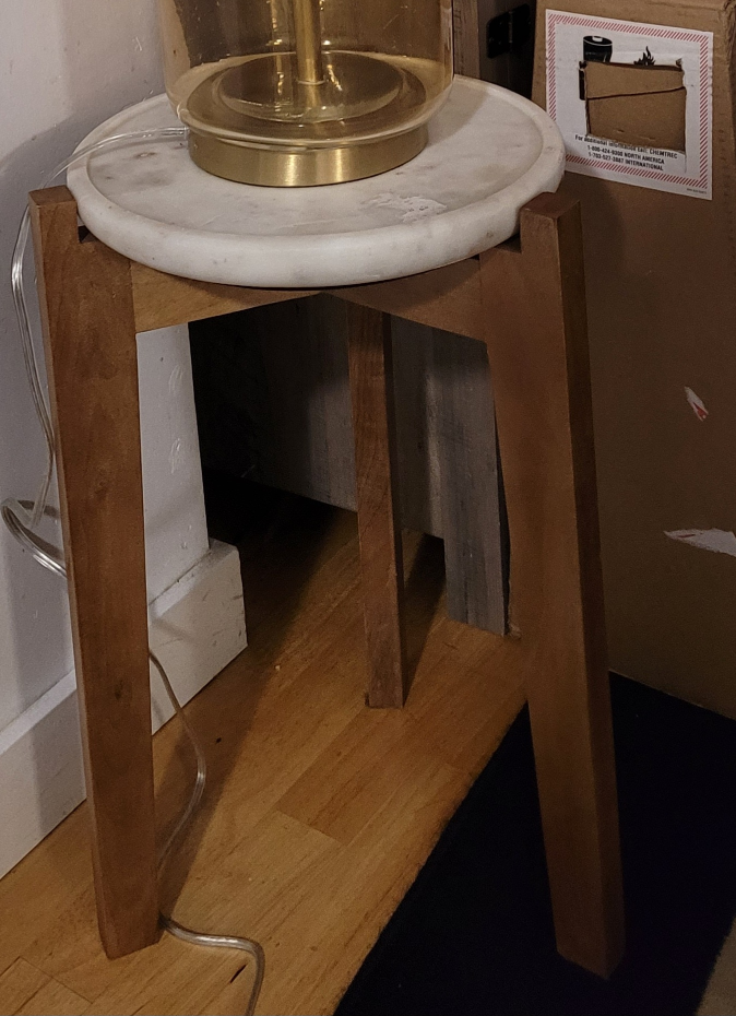 Wooden Side Table with Marble Top