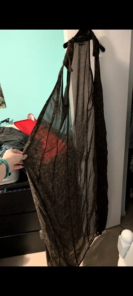 Chocolate Croc Print Chiffon Maxi Dress image indicator(2)