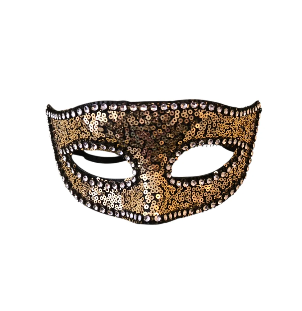Gold Sequined Masquerade Mask thumbnail
