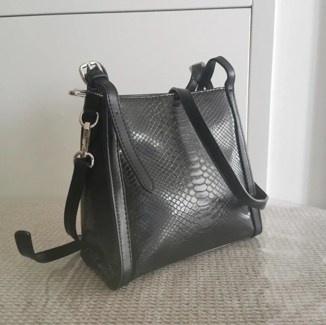 Brand New Small Leather Shoulder Bag with Snakeskin Pattern thumbnail