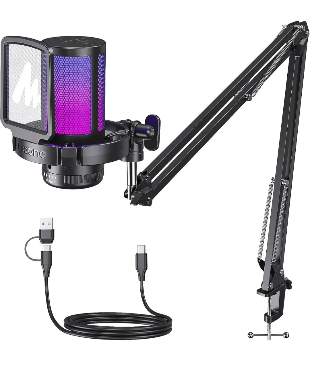 Maono USB Microphone with Boom Arm thumbnail