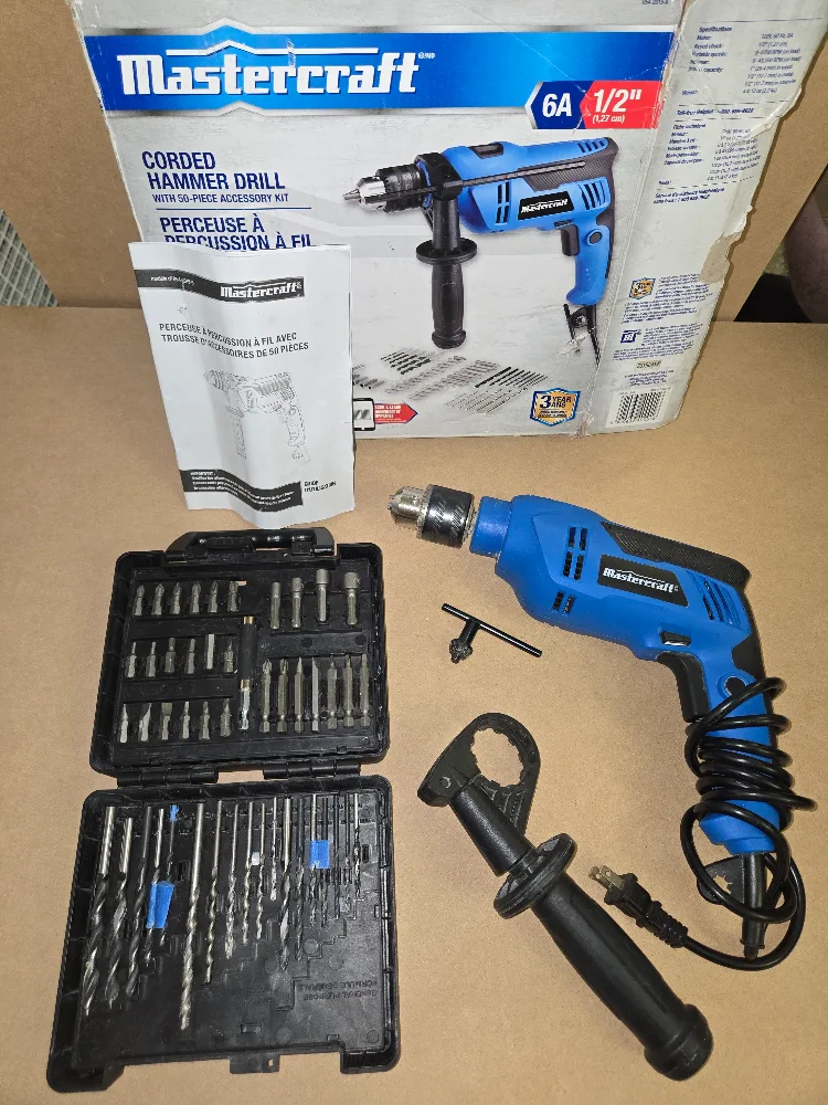 Mastercraft Corded Hammer Drill with 50-Piece Accessory Kit thumbnail