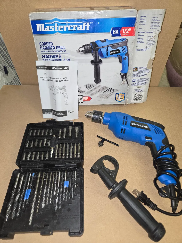 Mastercraft Corded Hammer Drill with 50-Piece Accessory Kit image indicator(2)