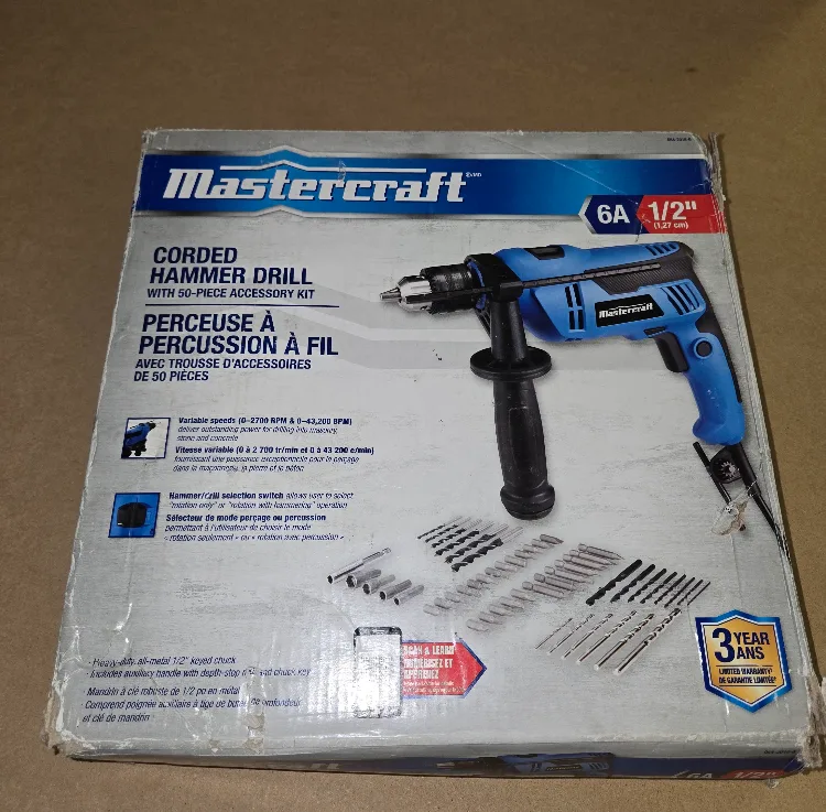 Mastercraft Corded Hammer Drill with 50-Piece Accessory Kit image indicator(3)