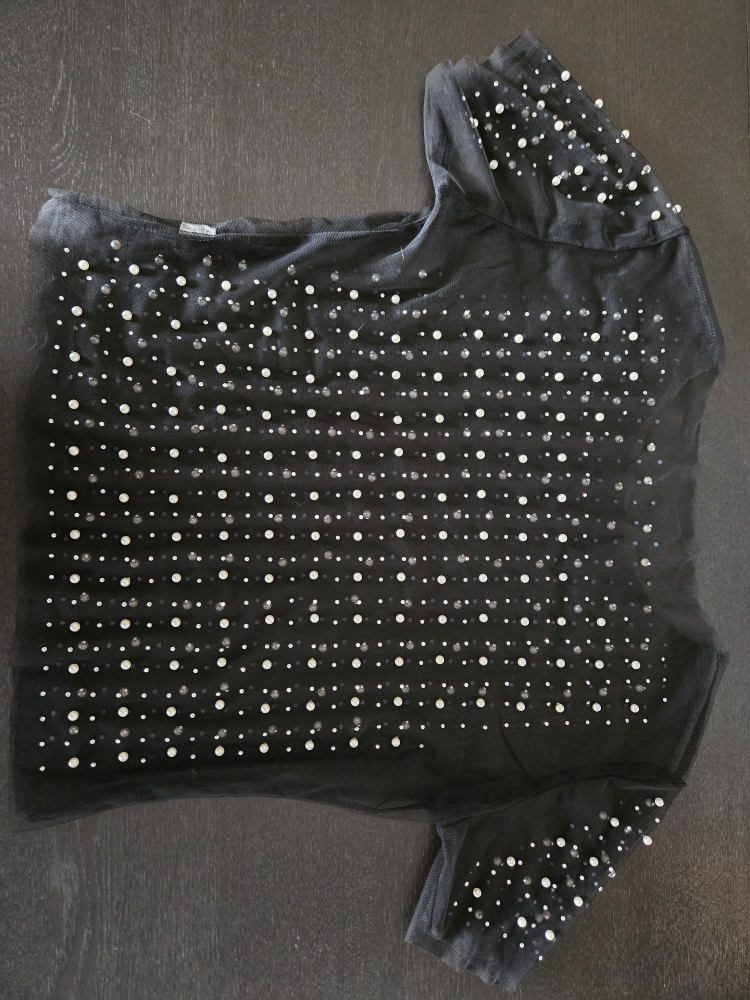 New Black Beaded Mesh Top - photo 2