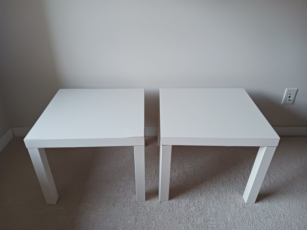 2 Ikea Lack White Square Side Tables