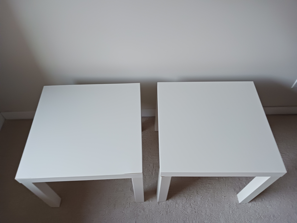 2 Ikea Lack White Square Side Tables - photo 2