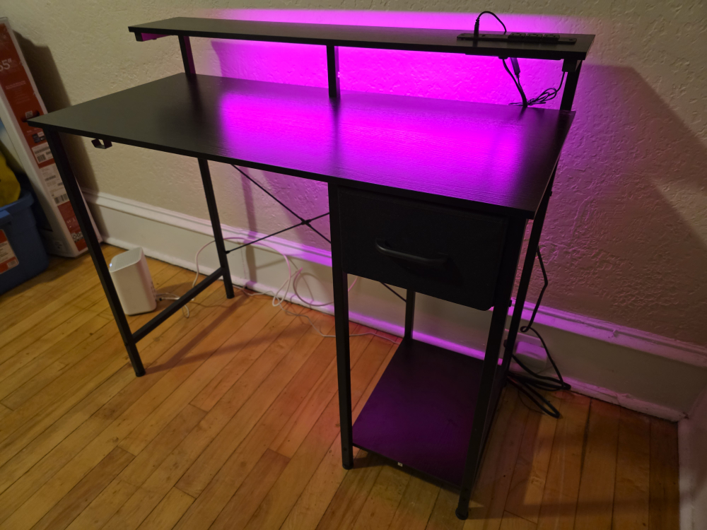 Computer Gaming Desk with RGB LED & Drawer - photo 4