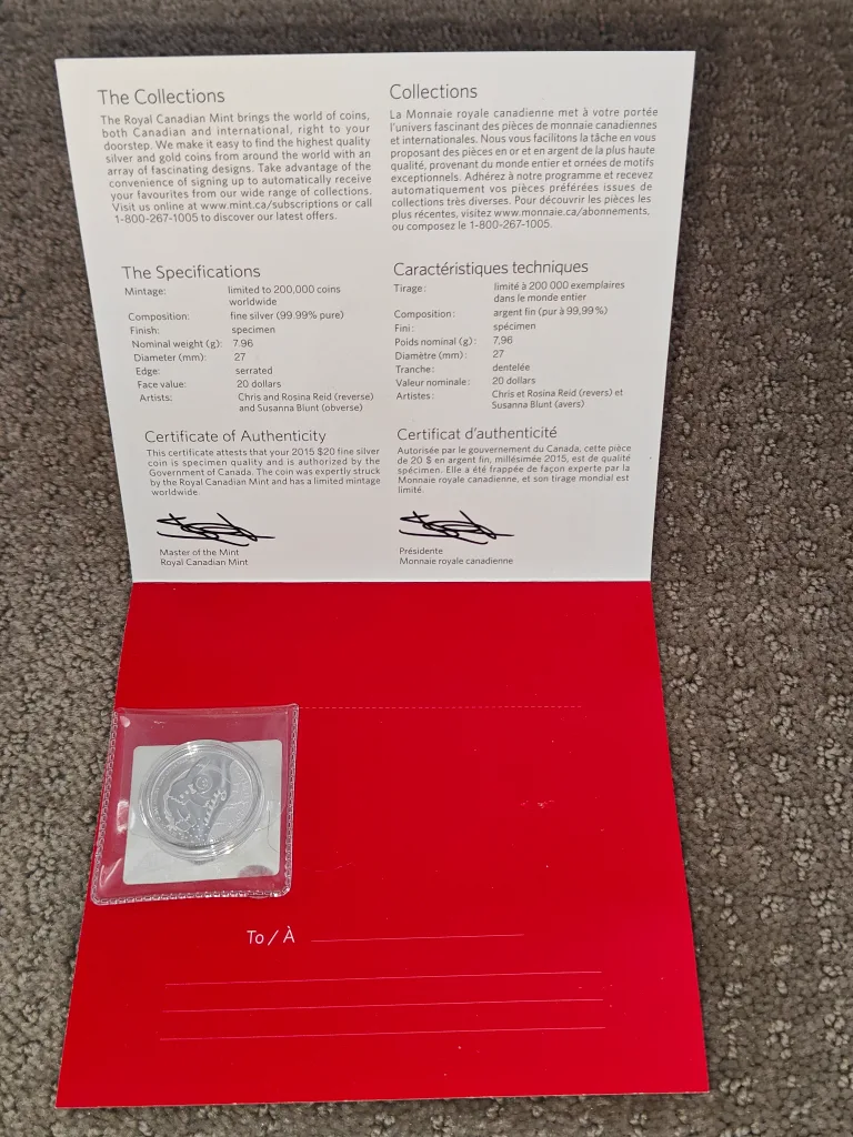 Canada 2015 RCM $20 Fine Silver Coin - Christmas Gingerbread Man image indicator(2)