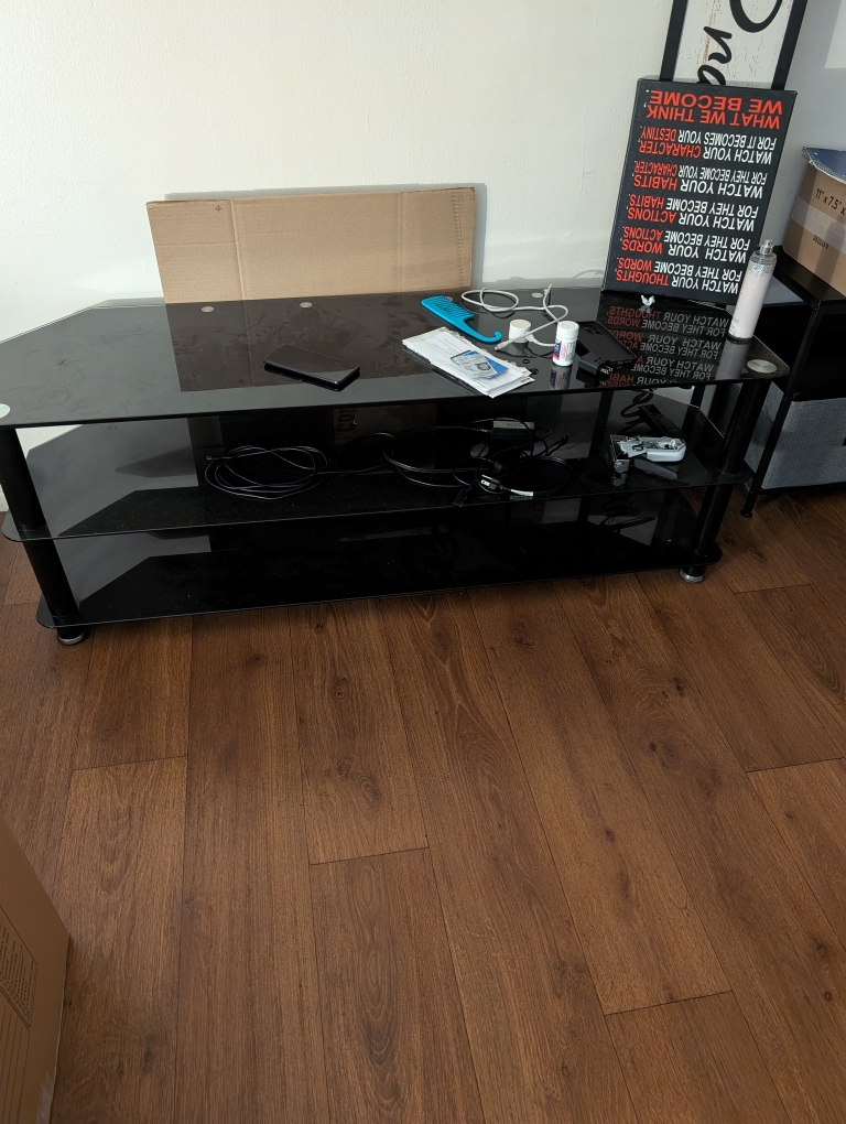 Black Glass TV Stand