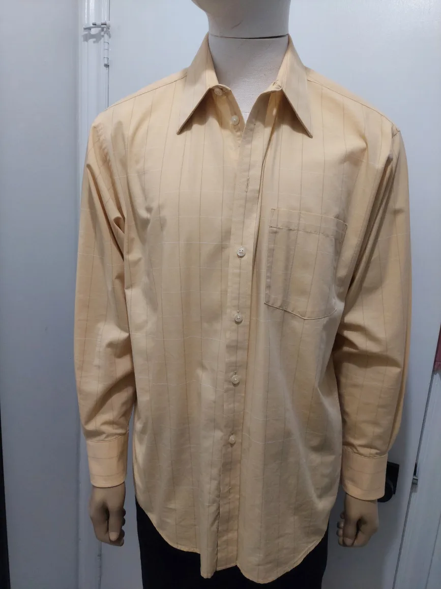 Kenneth Cole New York Yellow Button Cotton Down Shirt thumbnail