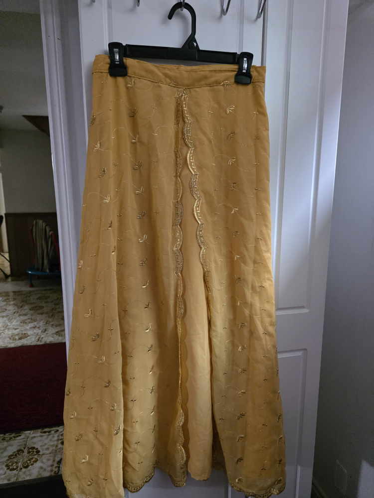 Mustard Yellow Embroidered Skirt and Top Set - photo 2