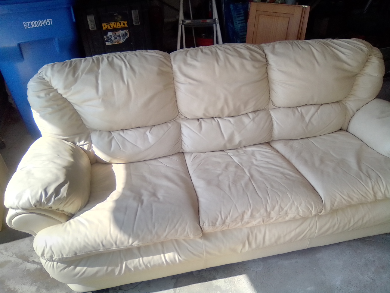 Cream-Colored Real Leather Couch