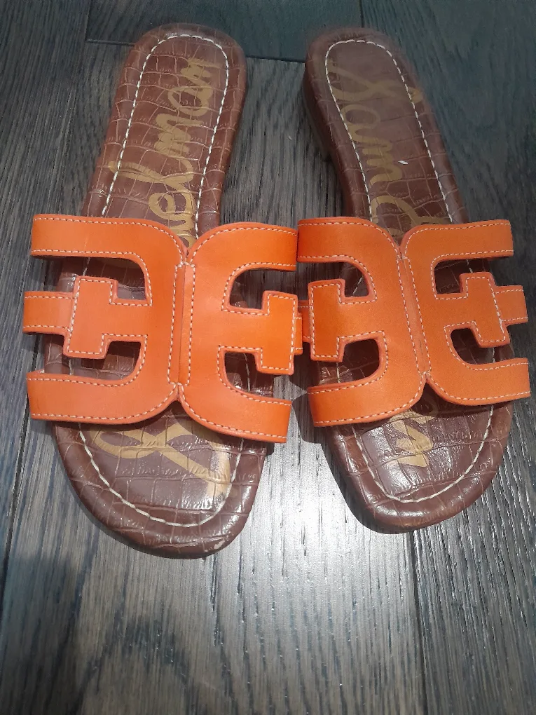Sam Edelman Orange Slide Slippers. thumbnail