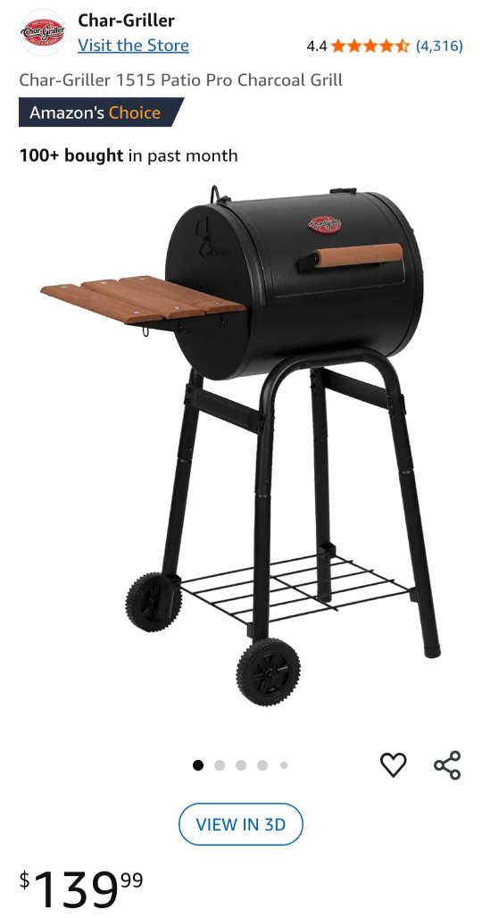Char-Griller Patio Pro Charcoal Grill - photo 3