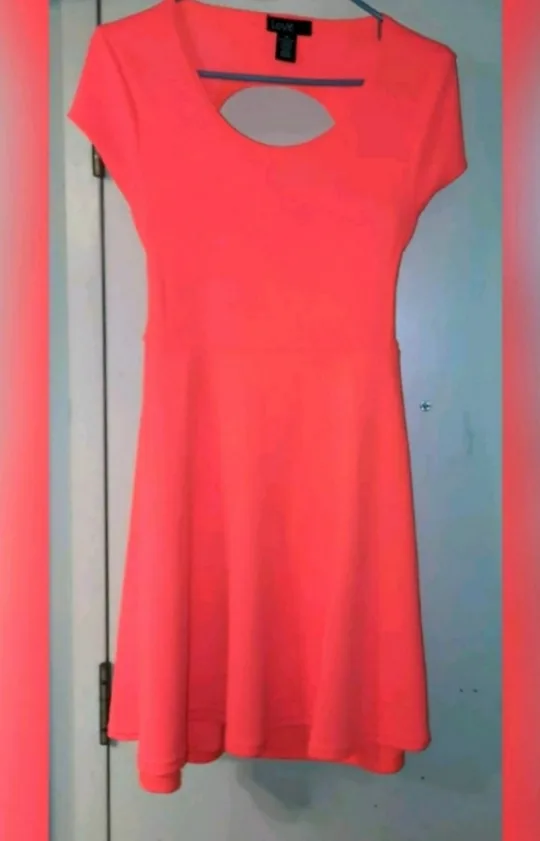 LOVE 21 Coral Cutout Back Dress thumbnail