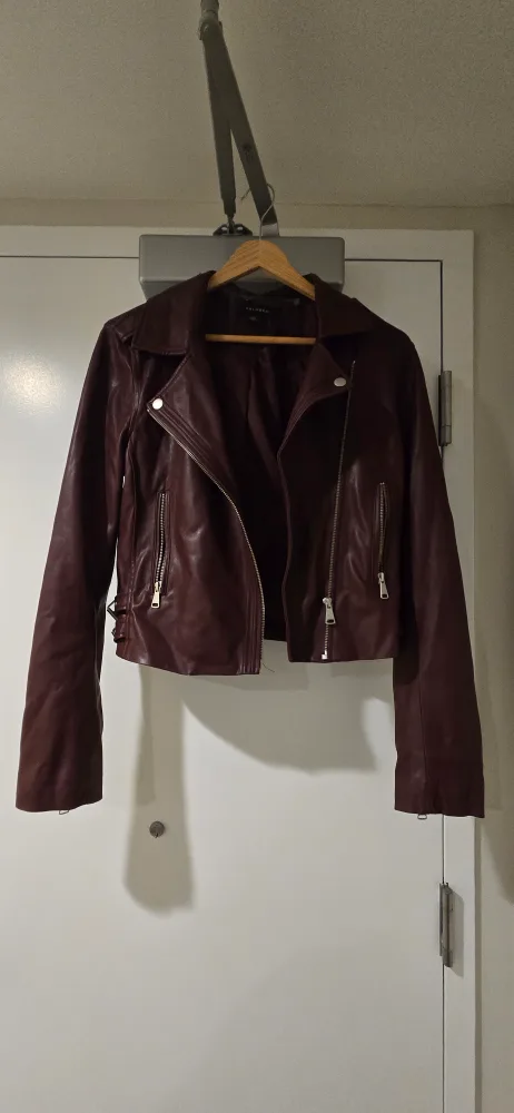 Halogen Burgundy Faux Leather Jacket thumbnail