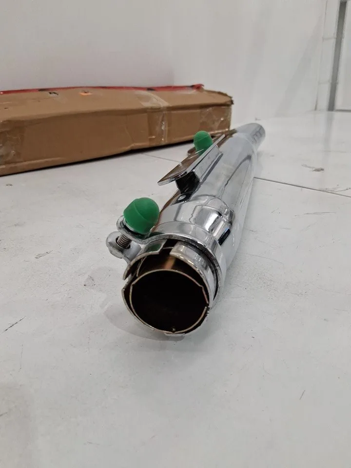 Universal Motorcycle Shark Fin Chrome Exhaust Muffler Tube - 21" image indicator(4)