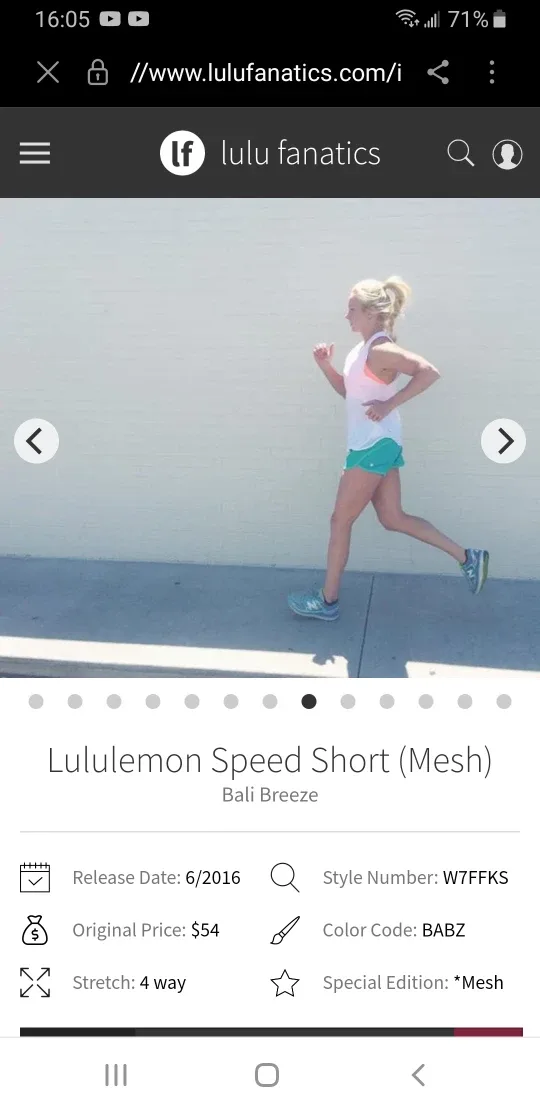 Lululemon Speed Short Mesh - Bali Breeze, Size 4 image indicator(5)