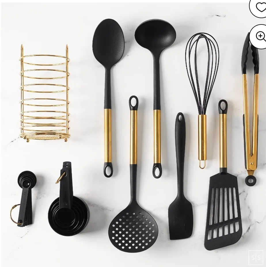 New 18-Piece Black & Gold Kitchen Utensil Set thumbnail
