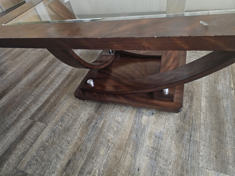Elegant Wooden Coffee Table with Glass Top - photo 2