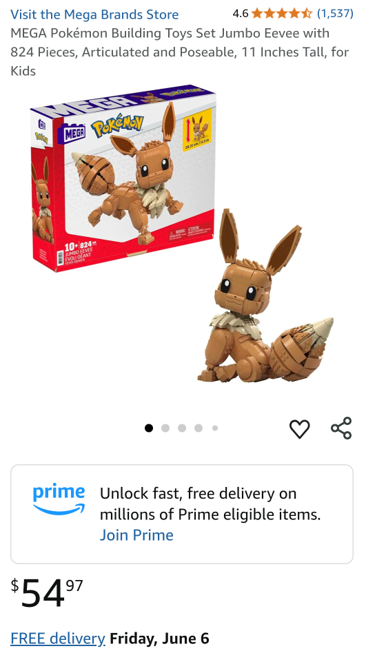 MEGA Pokémon Jumbo Eevee Building Set - photo 4