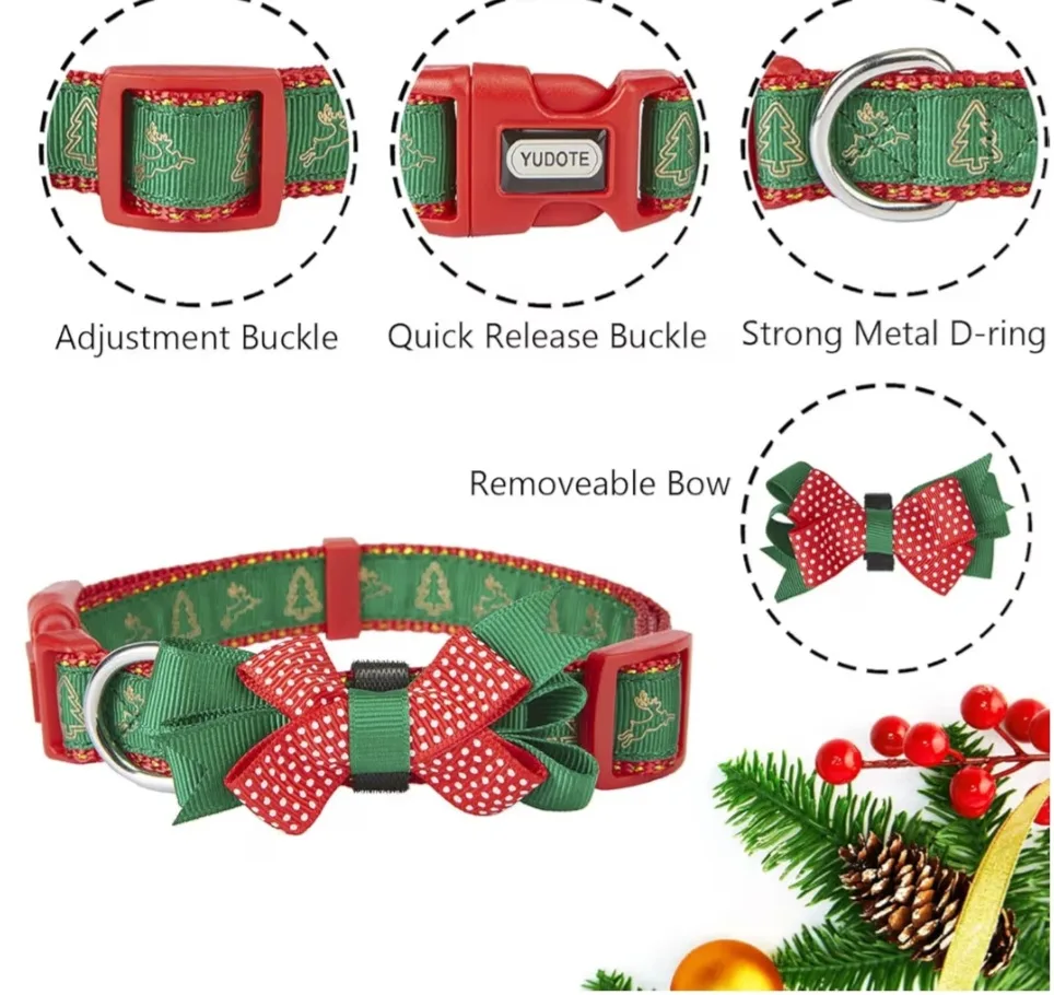 Christmas Dog Collar with Bow - Size Small image indicator(3)
