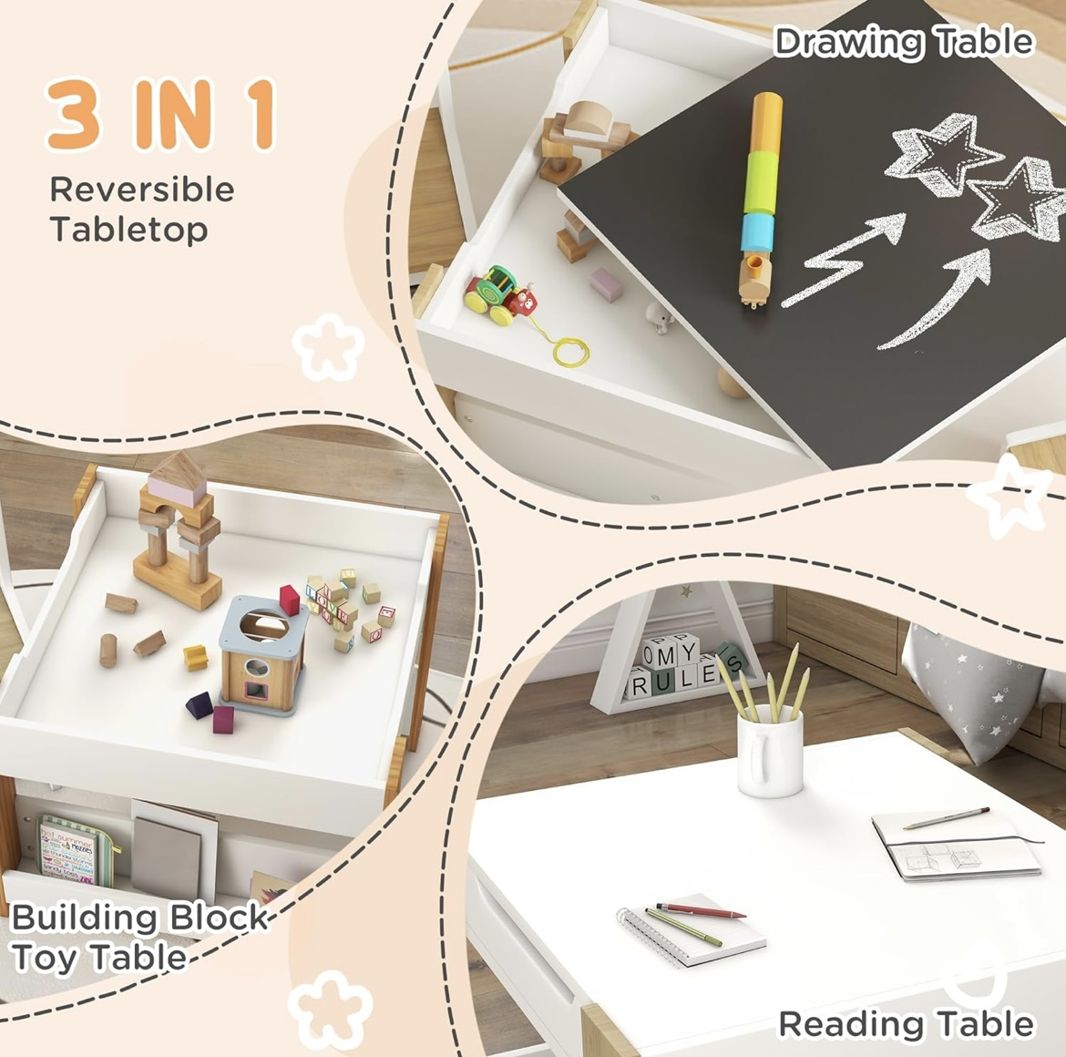 Qaba Kids Table & Chair Set - 3-in-1 - photo 3