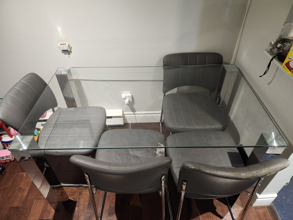 Glass Top Dining Table with Chairs - photo 2
