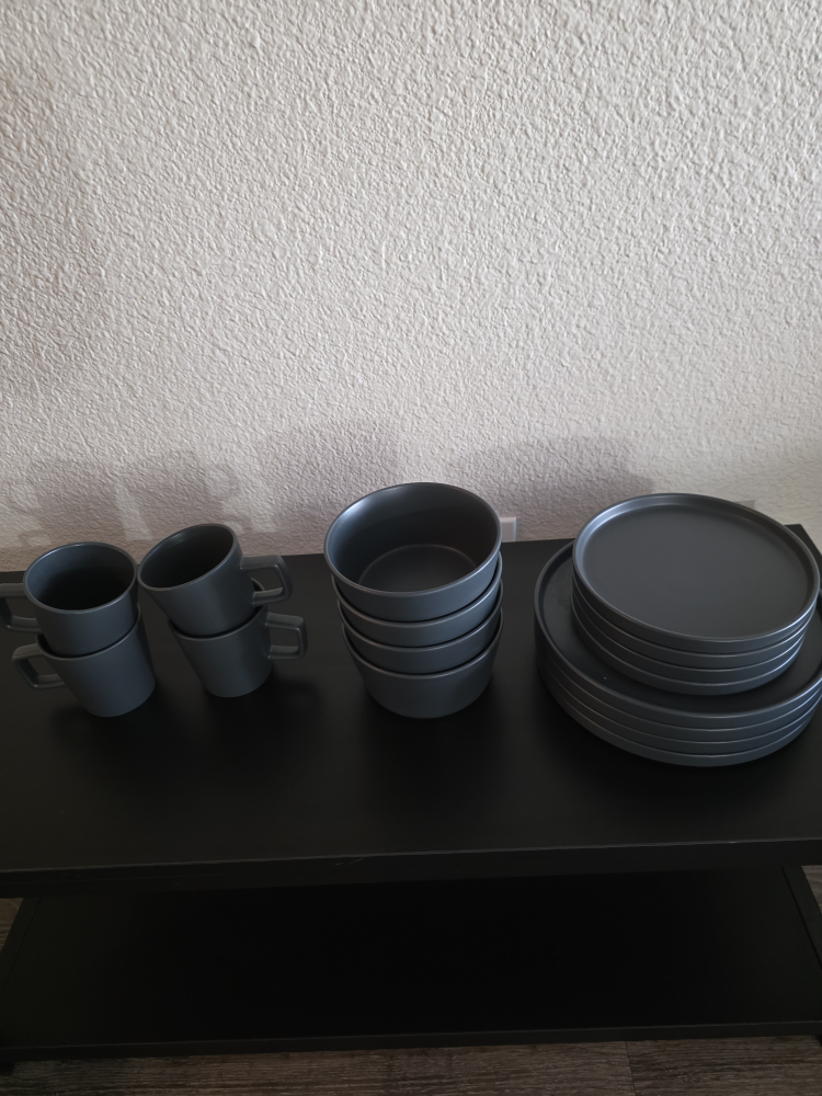 Stone Lain Coupe Dinnerware Set, 16-Piece, Grey - photo 3