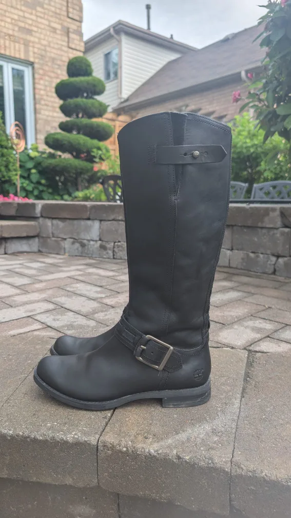 Timberland Black Leather High Boots - women's size 8.5 thumbnail