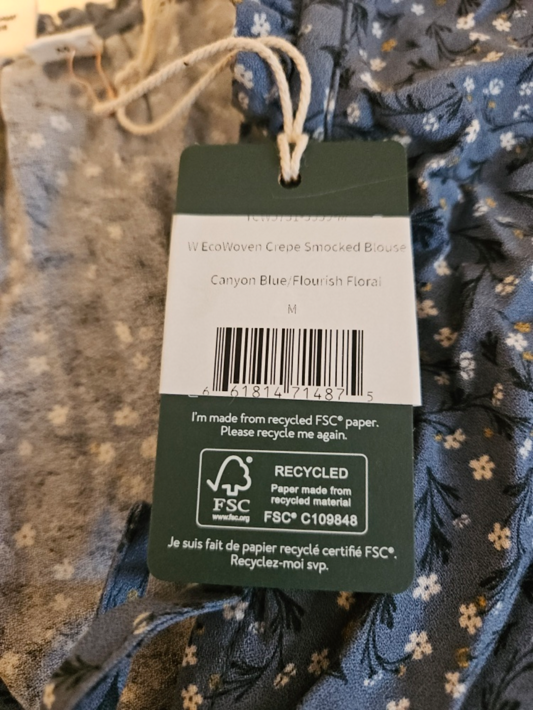 Tentree EcoWoven Crepe Smocked Blouse - M - photo 2