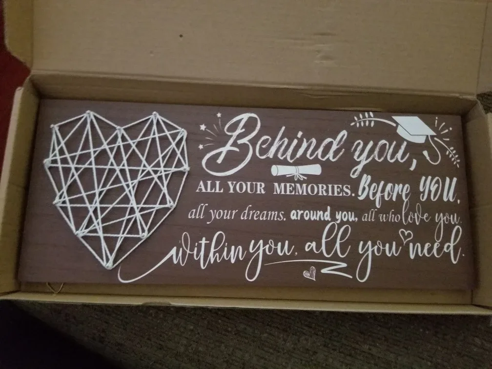 Wooden Sign with Twine Heart and Clothespins thumbnail
