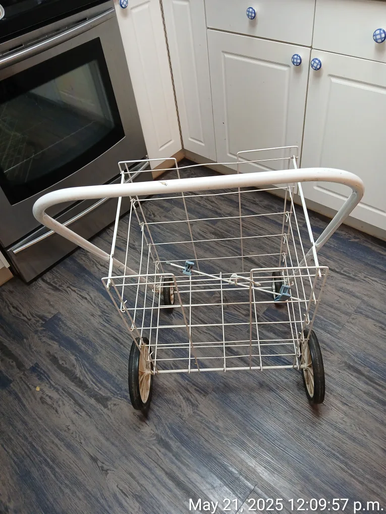 SOLD - White Wire Cart thumbnail
