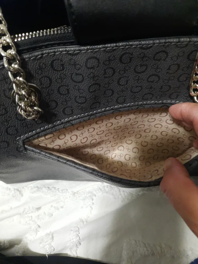 🥕GUESS Black Chain Strap Tote Bag image indicator(5)