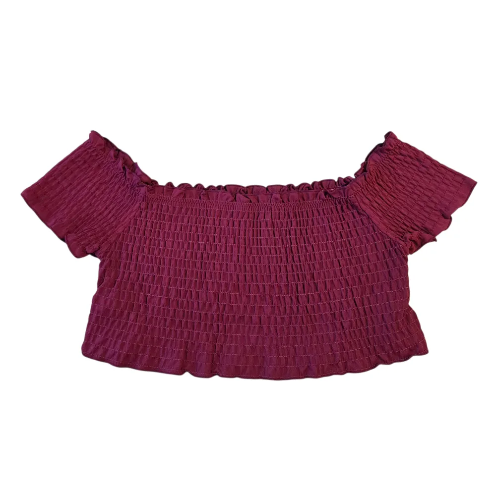 Unbranded Burgundy Off-the-Shoulder Crop Top Small thumbnail