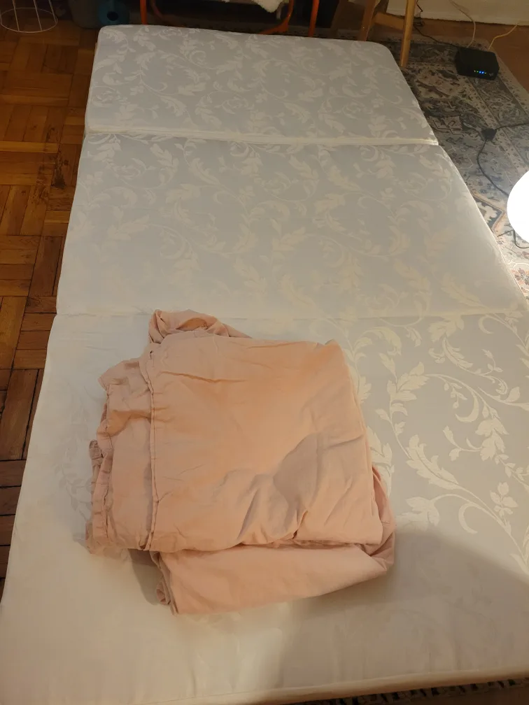 Twin futon wood frame with foldable foam mattress image indicator(9)