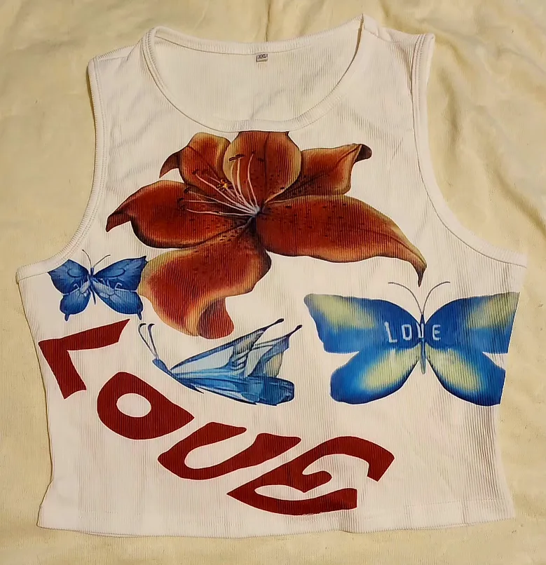 White Floral & Butterfly Tank Top BN thumbnail