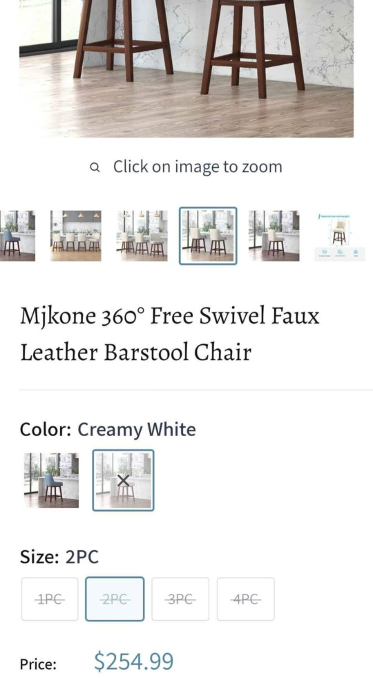 (2) Mjone 360° Swivel Barstools