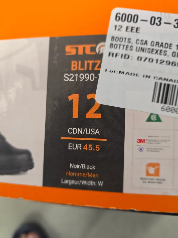 STC Blitz S21990-1 Black Work Boots - Size 12 image indicator(3)