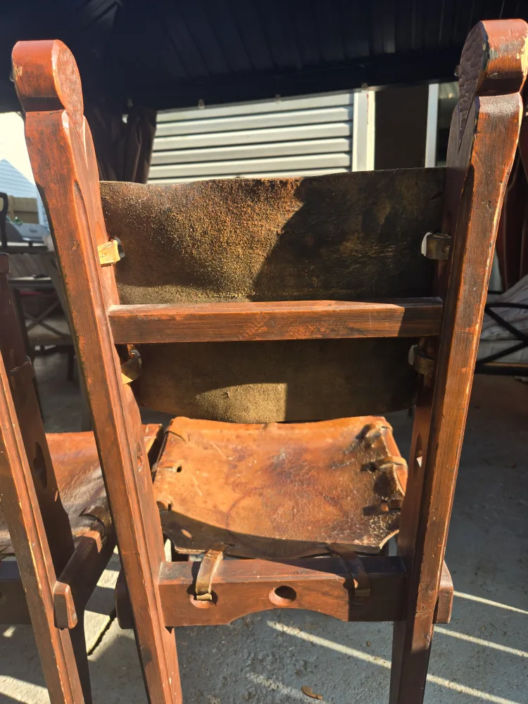 Rustic Leather & Wood Dining Chairs image indicator(8)