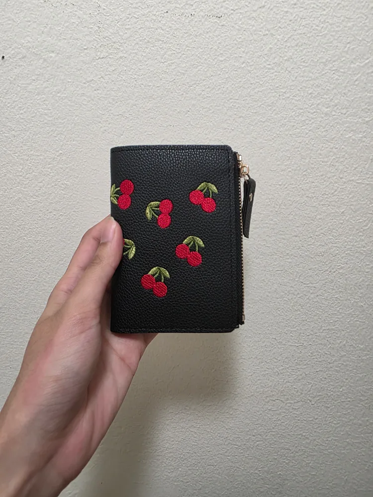 Black Wallet with Cherry Design image indicator(2)